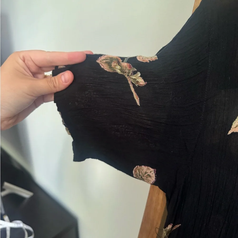 STARINA VINTAGE | Small Floral Black Dress Belted - Picture 5 of 9